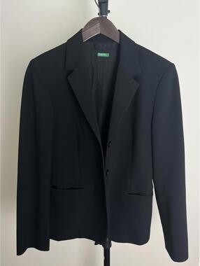 Benetton Made in Italy Black Tailored Blazer Taglia 42 Women’s Classic Fit